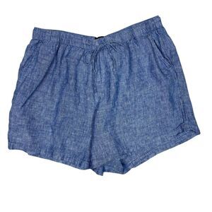 Tahari Linen Shorts Plus Size 2X Blue